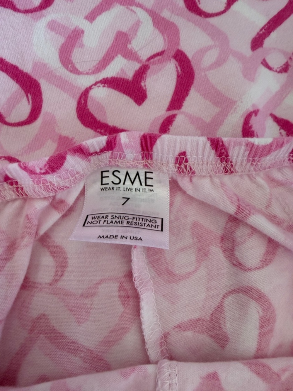 ESME Chandelier Pink Heart-Print Long Sleeve Pajama Set sz 7 - Picture 4 of 10